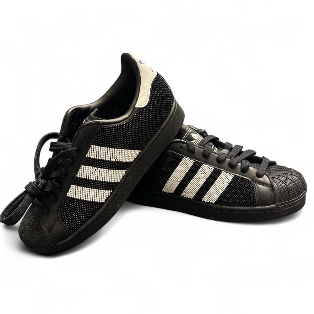 New Adidas Women's Superstar II Beaded Shoes - Black (JH7098) - Picture 2 of 7